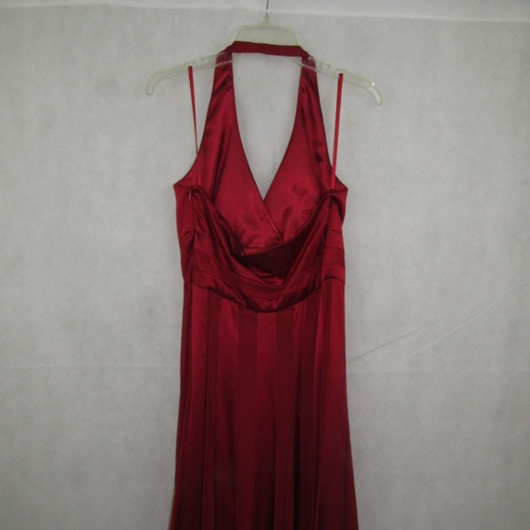 Calvin Klein Halter Dress Size 10 100% Silk Red - Picture 6 of 8